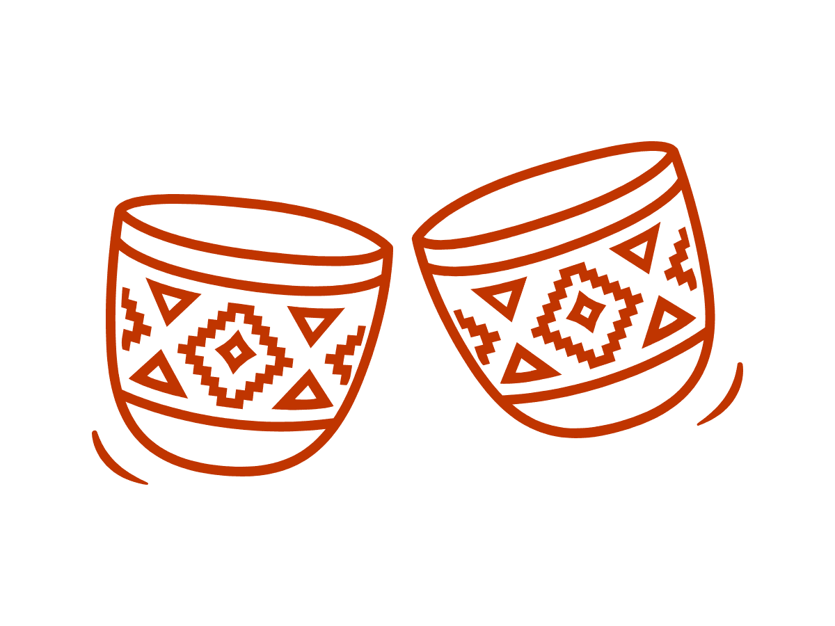 Ilustración de dos tazas wayuu